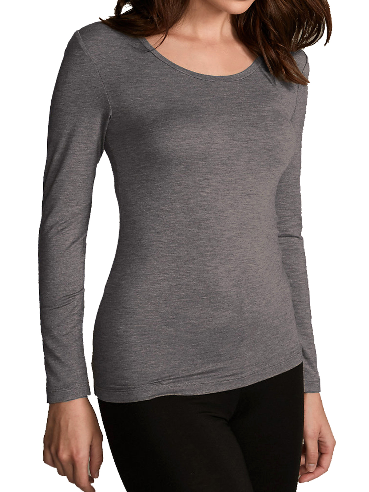Marks and Spencer - - M&5 GREY-MARL Heatgen Thermal Long Sleeve Top ...