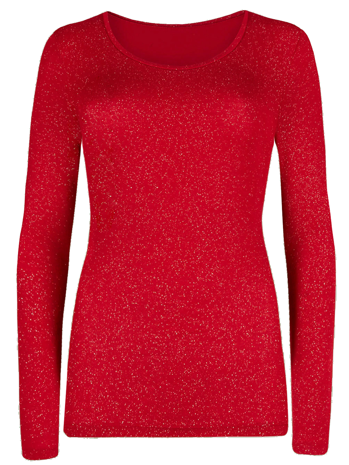 Marks And Spencer Mand5 Red Sparkle Heatgen Thermal Long Sleeve Top Size 6 To 20