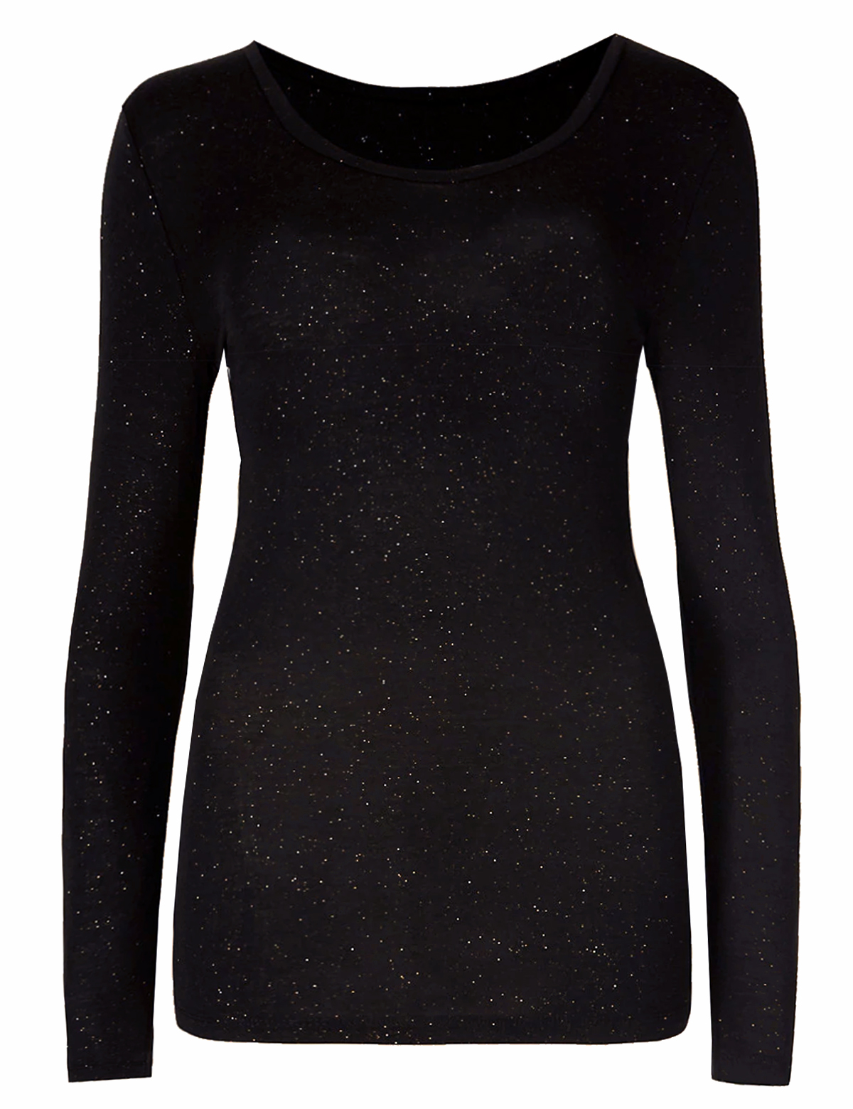 Marks and Spencer M&5 BLACK Glitter Heatgen Thermal Long Sleeve Top