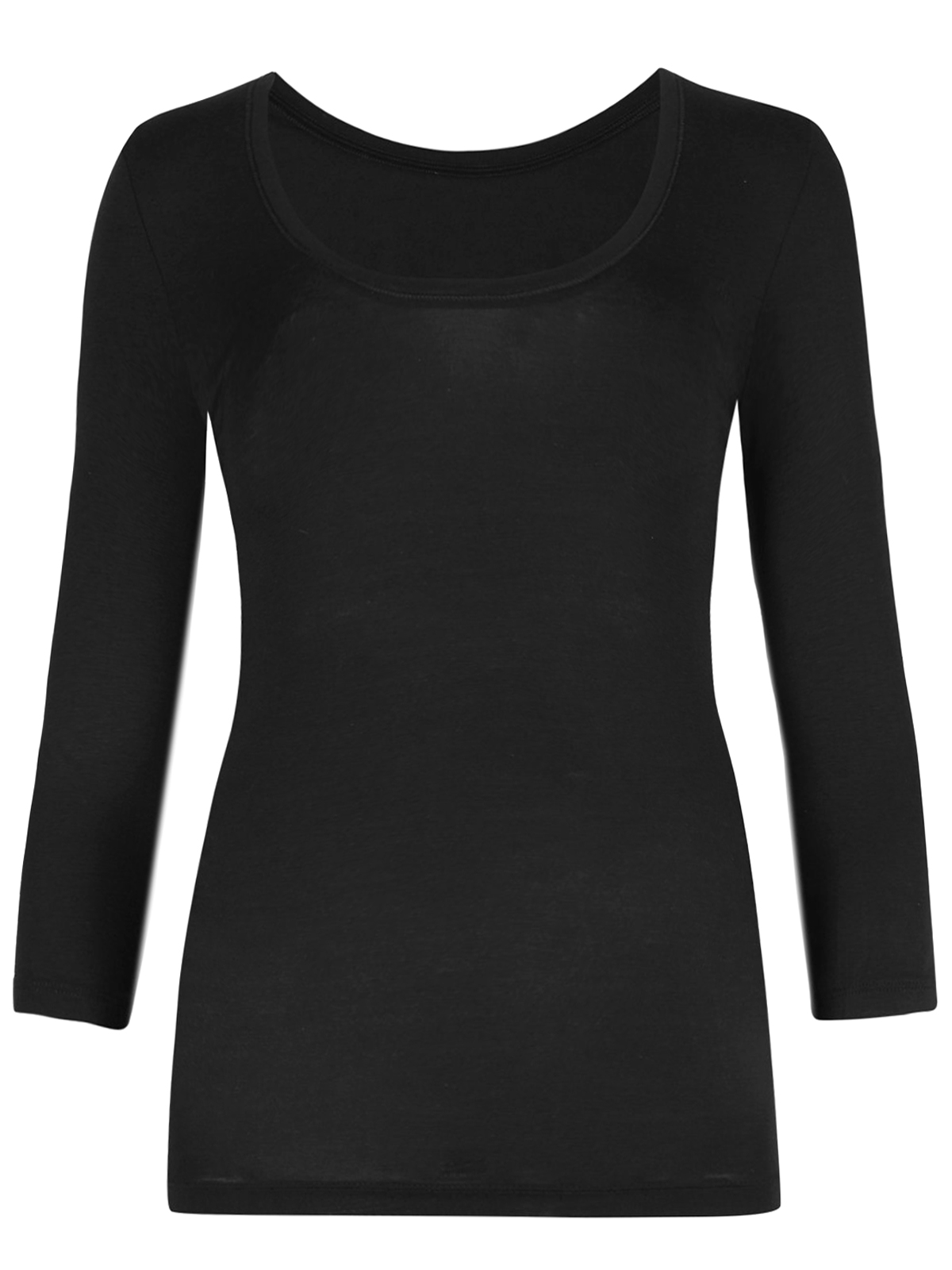 Marks and Spencer - - M&5 BLACK Heatgen Thermal 3/4 Sleeve Top - Size 6 ...