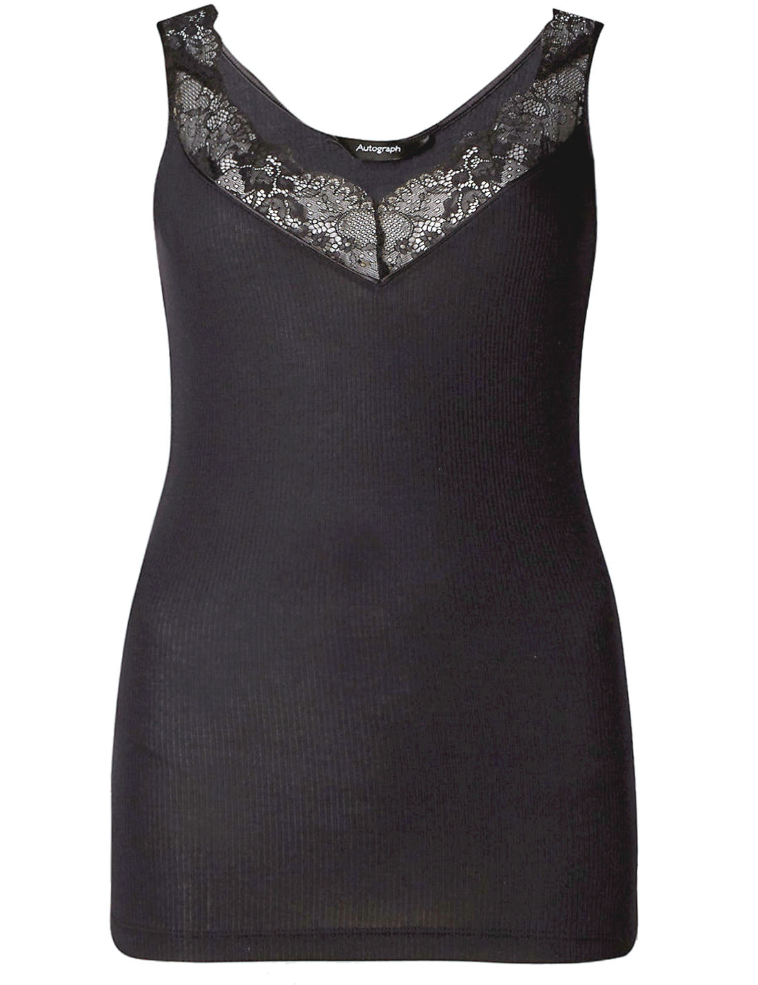 Marks and Spencer - - IRREGULAR - M&5 4utograph BLACK Thermal Vest with ...