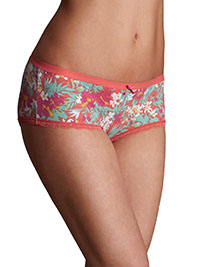 ORANGE-SQUASH Cotton Rich Floral Print Lace Trim Shorts - Size 6 to 20