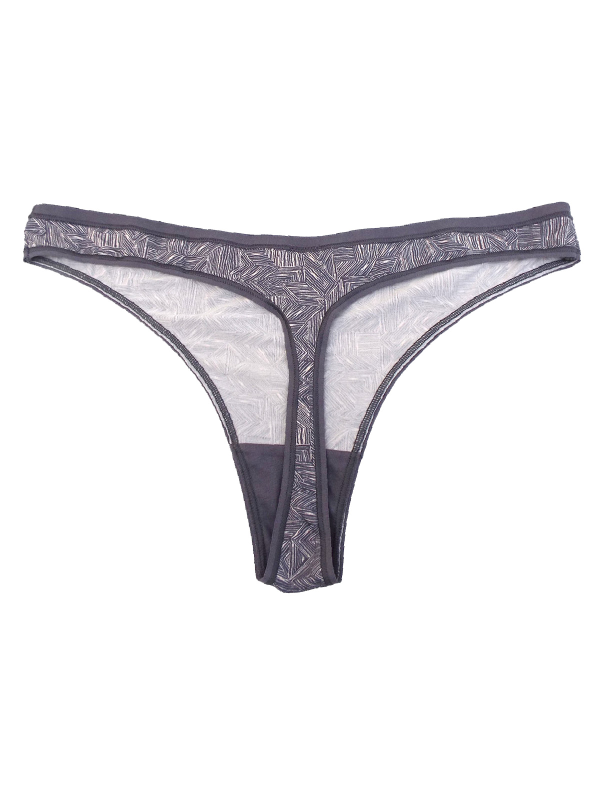 Marks and Spencer - - M&5 TAUPE Geo Print Microfibre Thong - Size 6 to 18