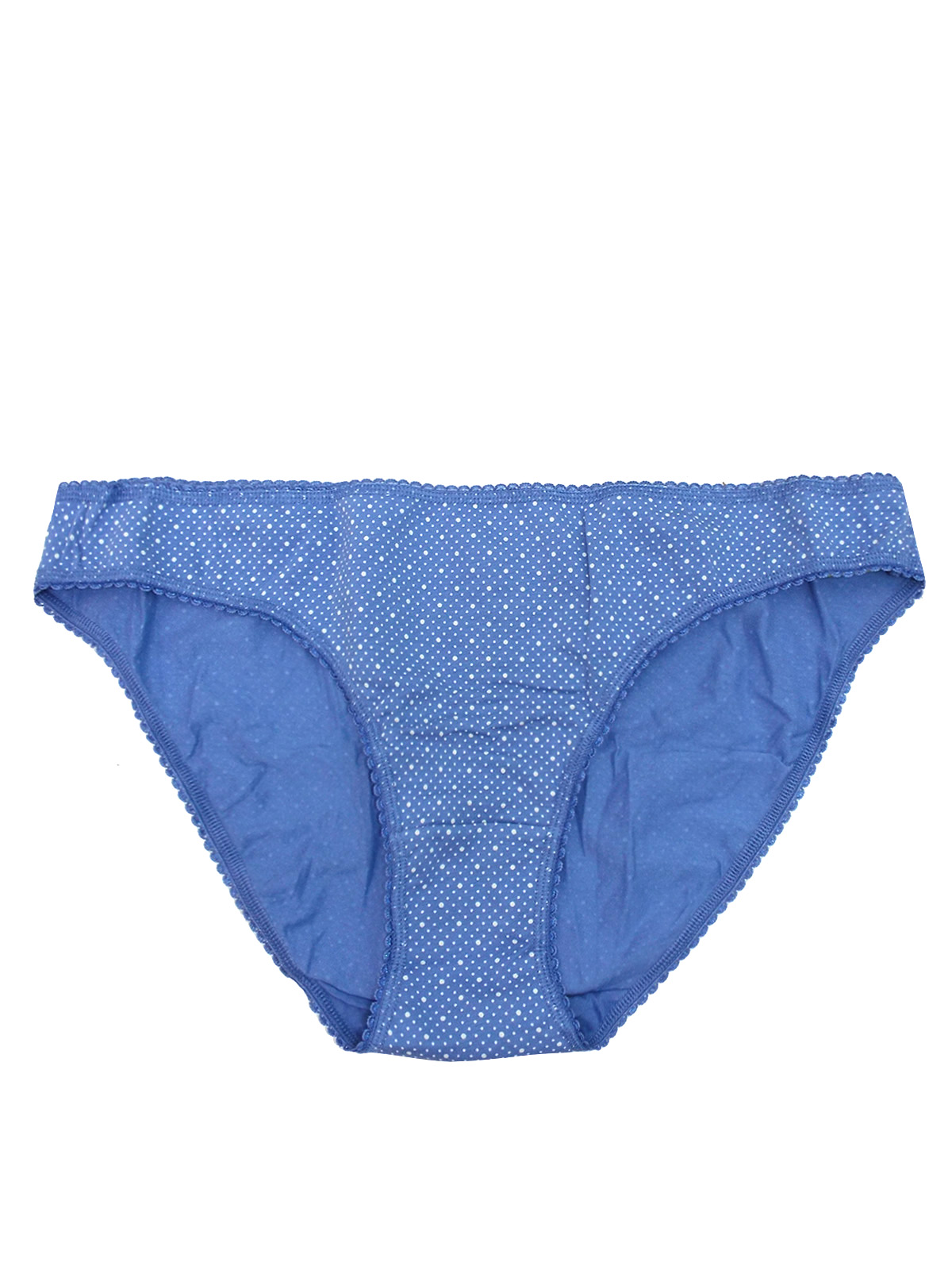 M&S PALE-BLUE Cotton Rich Spotted Trim Bikini Knickers Plus Size 18 to 20 