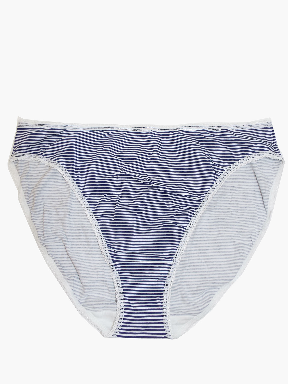 Marks and Spencer M&5 NAVY Cotton Rich Striped High Leg Knickers