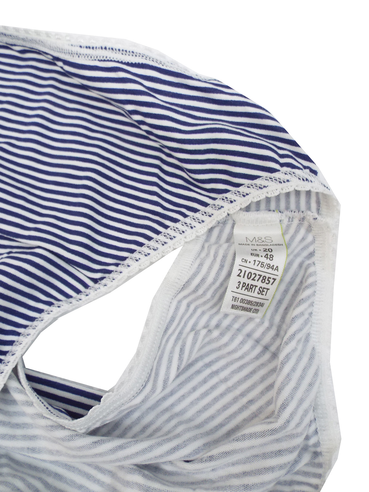 Marks and Spencer M&5 NAVY Cotton Rich Striped High Leg Knickers