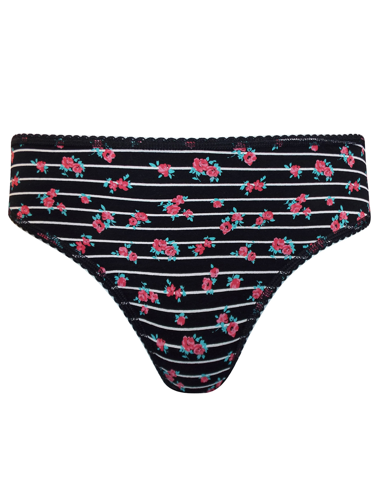 Marks and Spencer M&5 BLACK Cotton Rich Floral Print Brazilian