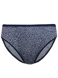 M&5 NAVY Printed No VPL High Leg Knickers - Size 6 to 12