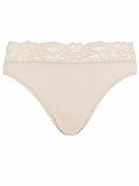 ALMOND Cotton Rich Lace High Leg Knickers - Size 8 to 22