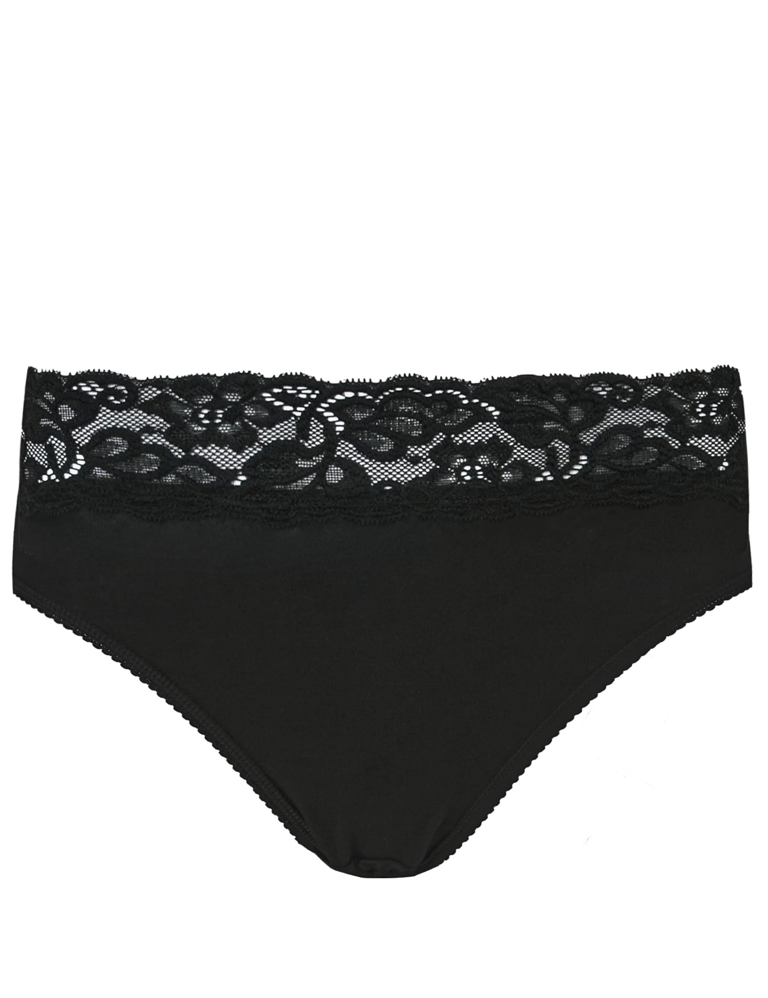  - - BLACK Cotton Rich Embroidery Lace Trim High Leg Knickers