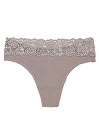 MINK Low Rise Lace Trim Thong - Size 8 to 18