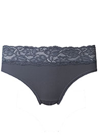 GREY Cotton Rich Lace Waist Thong - Size 8 to 20