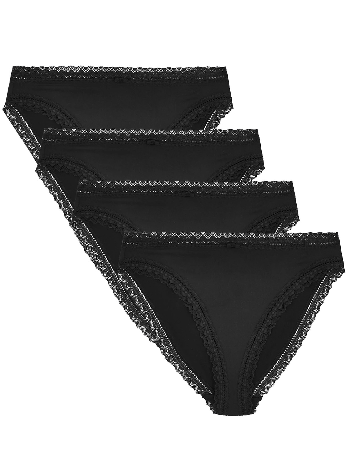 Marks and Spencer M&5 BLACK 4Pack Microfibre & Lace High Leg