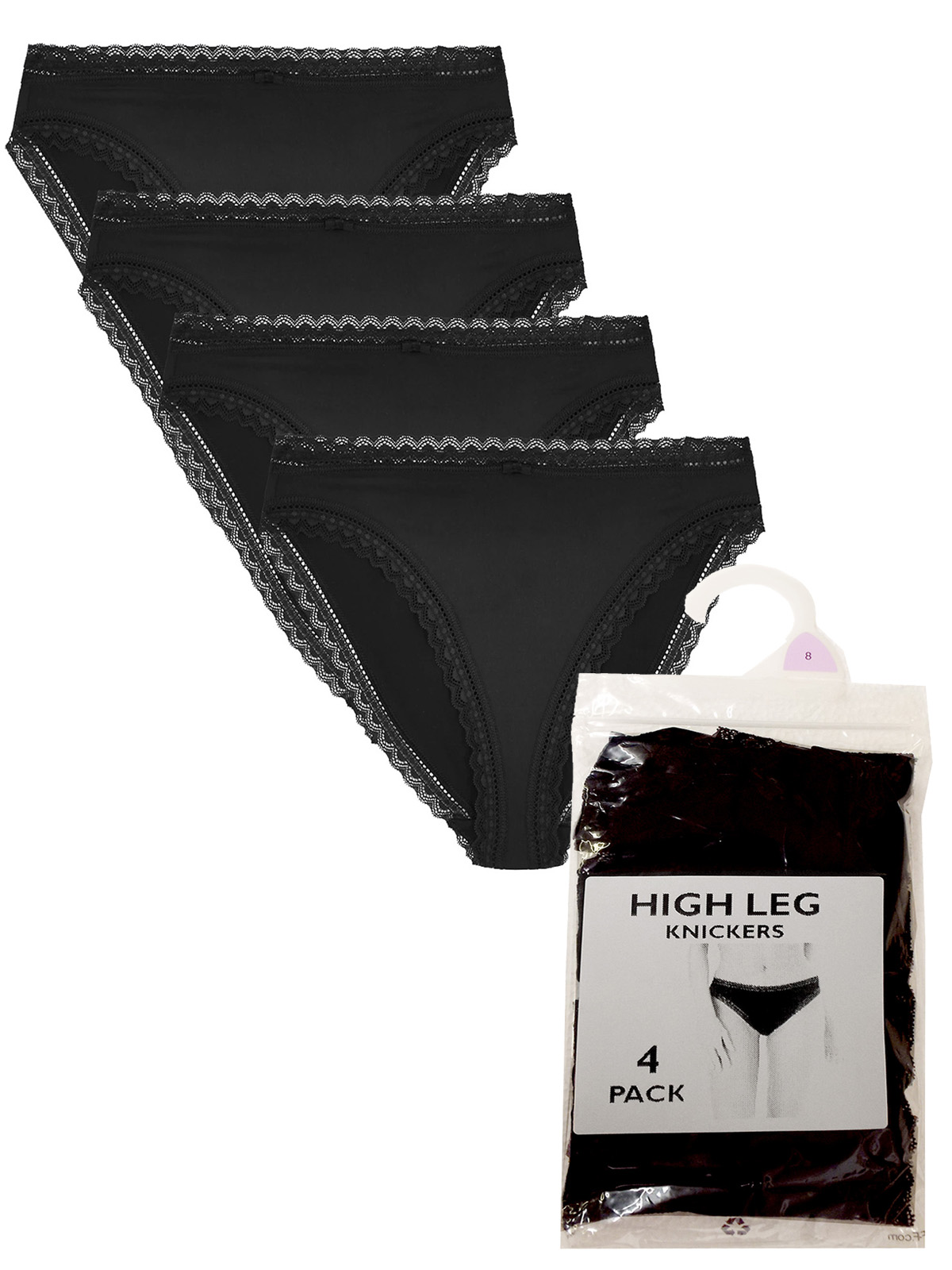 Marks and Spencer M&5 BLACK 4Pack Microfibre & Lace High Leg