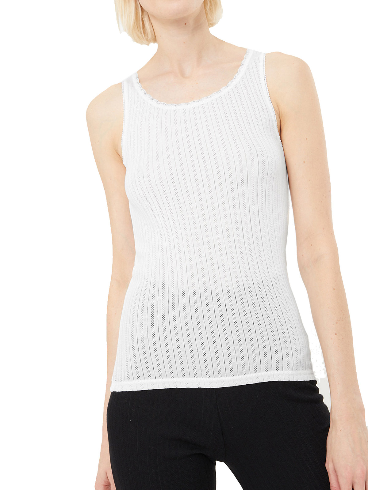 Marks and Spencer IRREGULAR M&5 WHITE Thermal Pointelle Vest