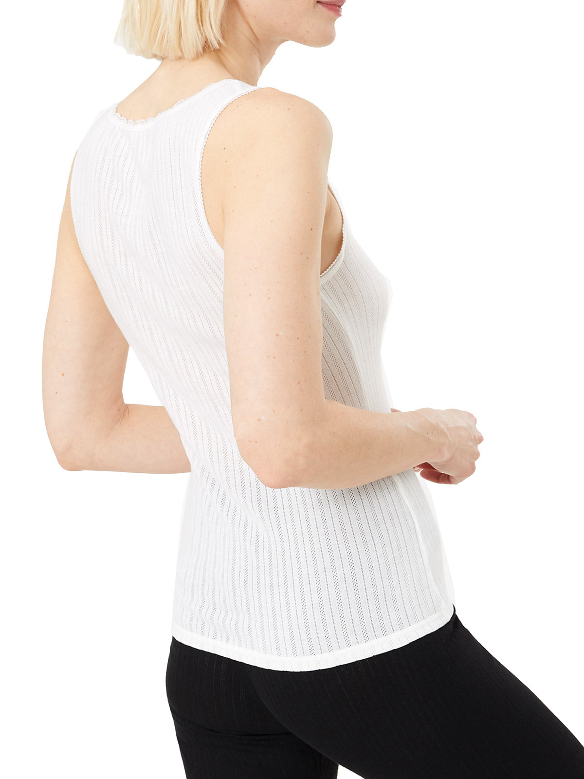 Marks and Spencer IRREGULAR M&5 WHITE Thermal Pointelle Vest