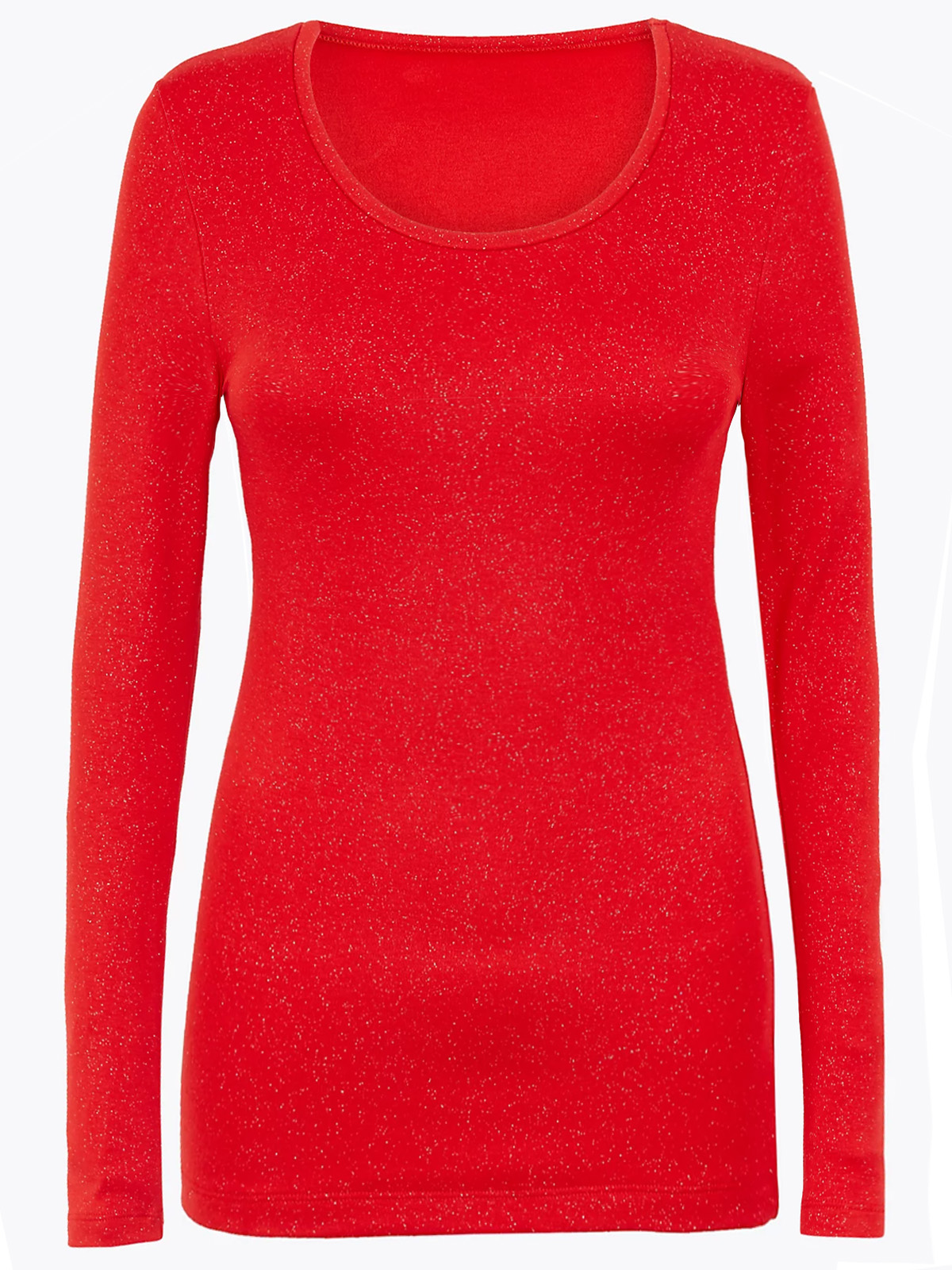 Marks And Spencer Mand5 Chilli Sparkle Heatgen Plus Thermal Long Sleeve Top Size 6 To 22 4823