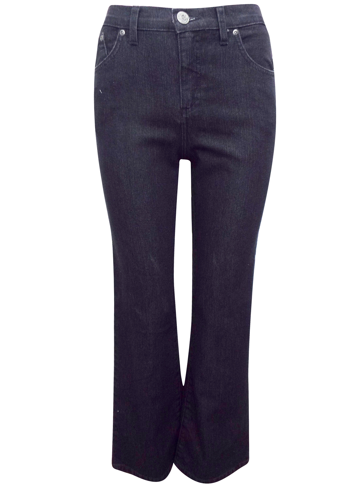 P3rUna BLACK Cotton Rich Bootleg Denim Jeans - Size 8 to 12