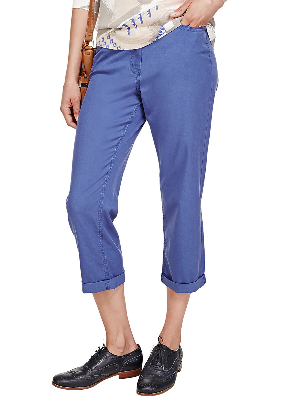 Marks and Spencer - - M&5 BLUE Turn Up Hem Trousers - Size 12 to 18