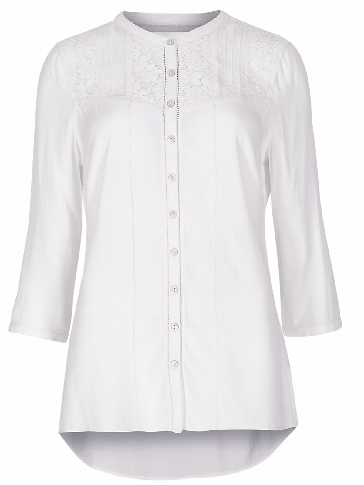 P3rUna SOFT-WHITE Lace Panelled 3/4 Sleeve Blouse - Size 8 to 24