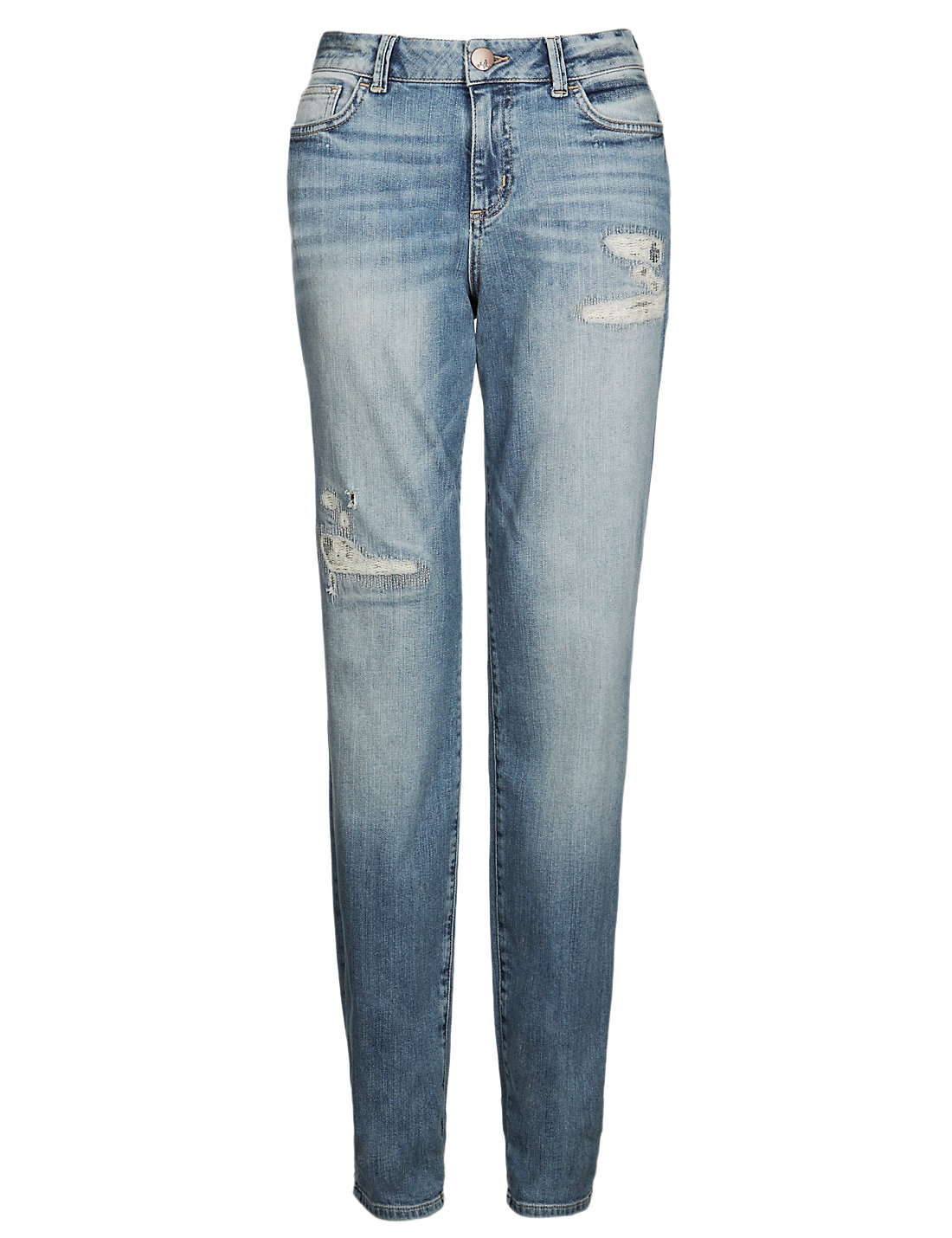 Marks and Spencer M&5 INDIGO Ripped Slim Leg Boyfriend Jeans Size