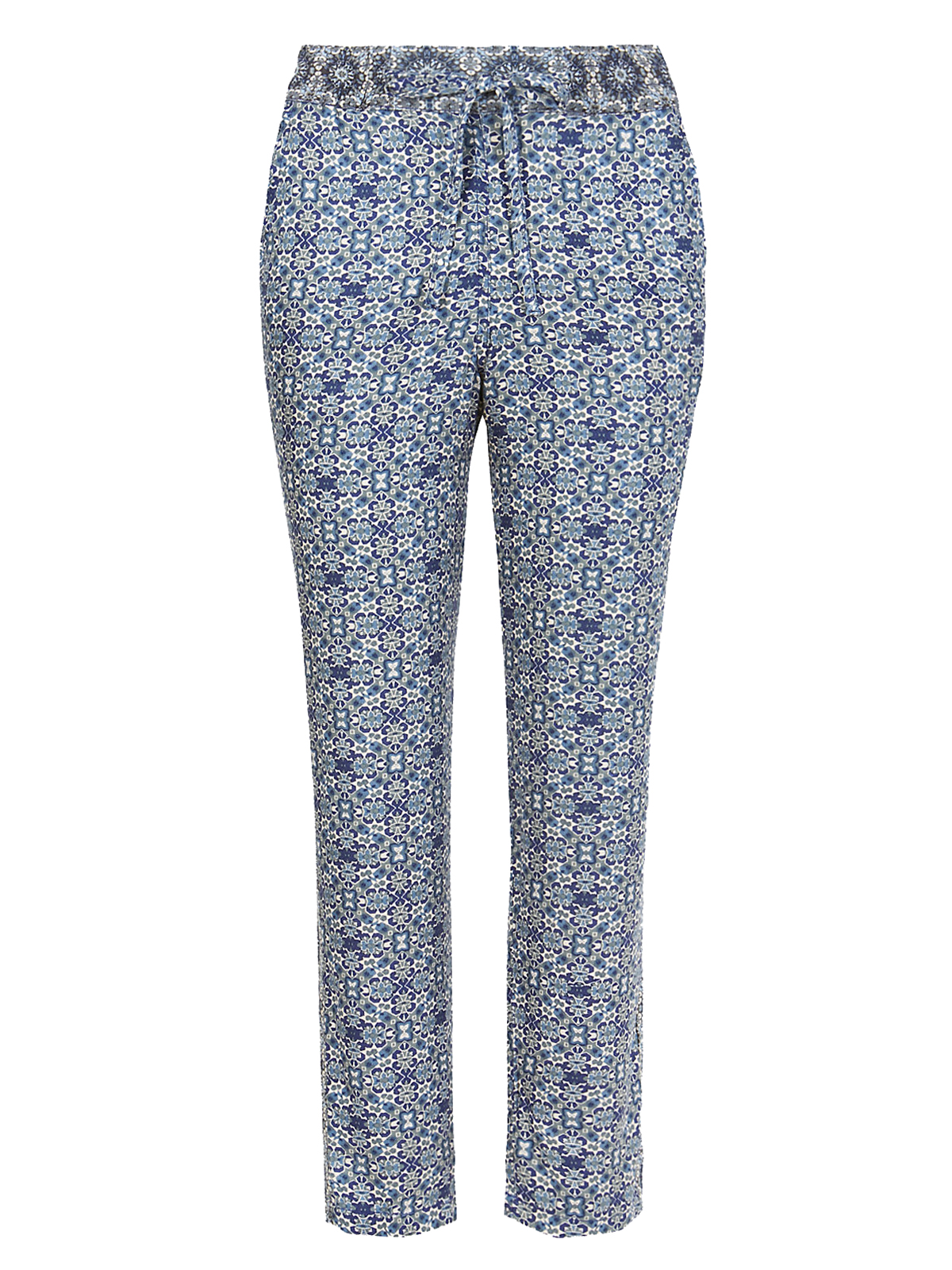 Marks And Spencer M 5 NAVY Abstract Print Tapered Leg Trousers 