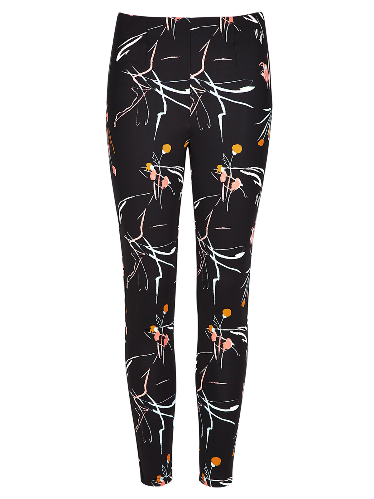 Marks and Spencer M&5 BLACK Abstract Print Scuba Leggings Size 10