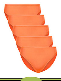 BRIGHT-ORANGE 5-Pack No VPL High Leg Knickers - Size 12 to 14