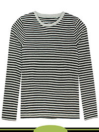 GREY/BLACK Older Boys Pure Cotton Striped Long Sleeve Top - Age 6/7Y to 15/16Y