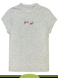 GREY-MARL Older Girls Pure Cotton 'Be Yourself' Slogan Embroidered T-Shirt - Age 6/7Y to 15/16Y