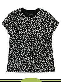 BLACK Older Girls Pure Cotton Floral Print Short Sleeve T-Shirt - Age 7/8Y to 13/14Y