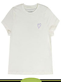 CREAM Older Girls Pure Cotton Heart Embroidered T-Shirt - Age 6/7Y to 15/16