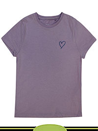 LILAC Older Girls Pure Cotton Heart Embroidered T-Shirt - Age 6/7Y to 15/16Y