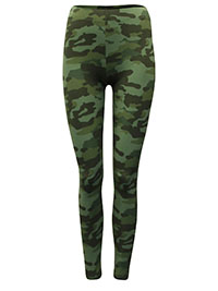 GREEN Teen Girls Cotton Rich Camo Print Leggings - Age 10/11Y to 15/16Y