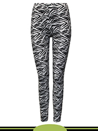 WHITE Teen Girls Cotton Rich Zebra Print Leggings - Age 10/11Y to 15/16Y