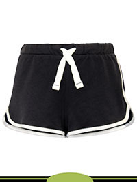 BLACK Older Girls Pure Cotton Runner Shorts - Age 6/7Y to 15/16Y