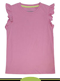 PINK Girls Pure Cotton Frill Sleeve Top - Age 2/3Y to 6/7Y