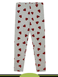 GREY Younger Girls Cotton Rich Heart Print Leggings - Age 2/3Y to 6/7Y