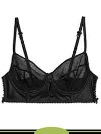 BLACK Spot Embroidery Non-Padded Balcony Bra - Size 32 (A-DD)