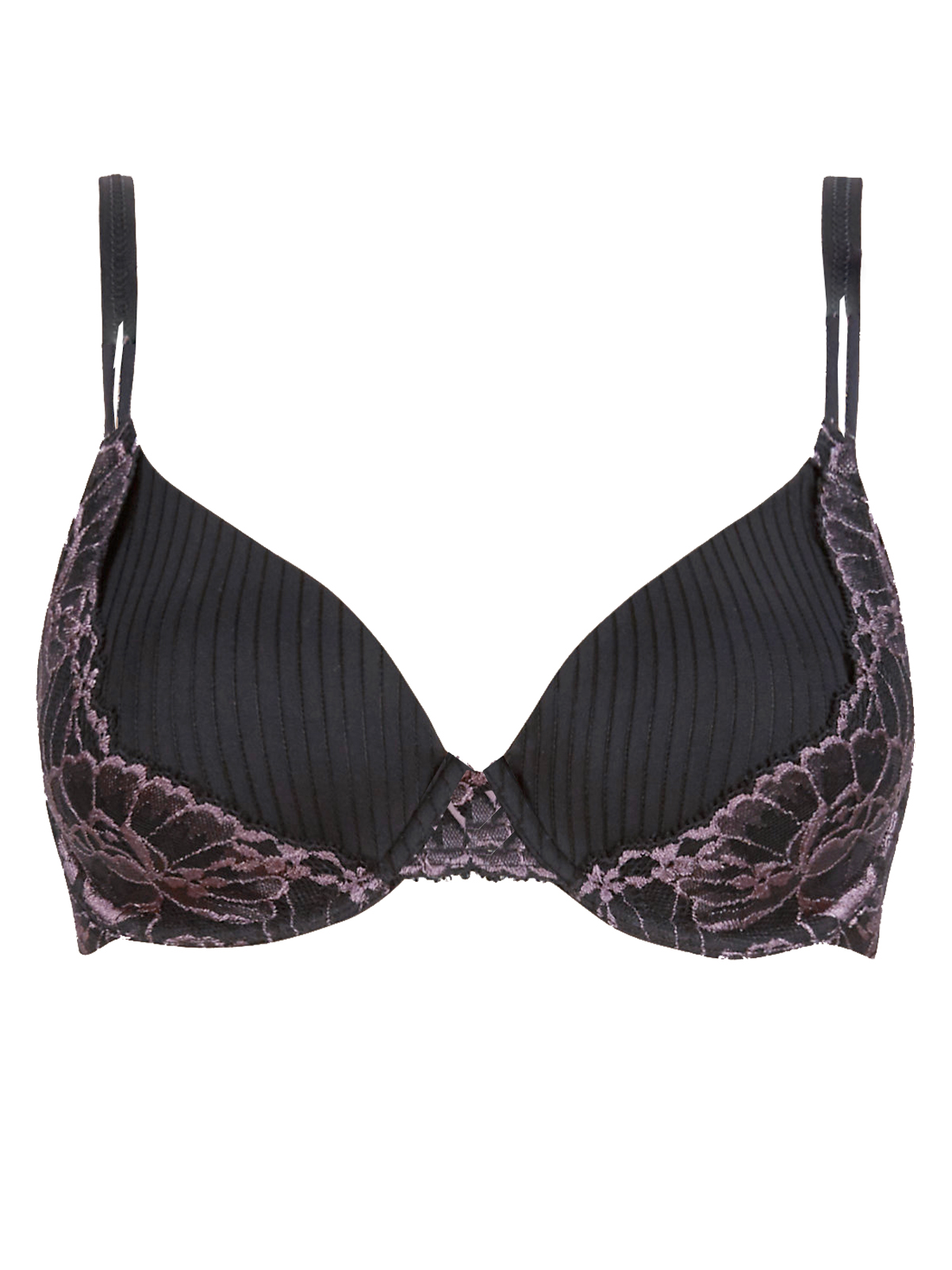 Marks and Spencer M&5 BLACK Cool Comfort Technology Amelie Lace Memory Foam Padded Plunge