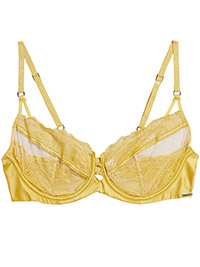 M&5 Bouqitue YELLOW Graphic Floral Lace Underwired Full Cup Bra - Size 30 to 40 (A-B-C-F-G)