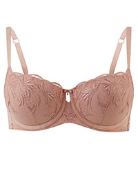 4UTOGRAPH NUDE Embroidered Padded Balcony Bra - Size 32 to 38 (A-B-DD)
