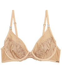 4UTOGRAPH NUDE Nouveau Embroidered Wired Plunge Bra - Size 30 to 38 (A-C-D-F)