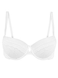 M&5 WHITE Embroidered Push-Up Balcony Bra - Size 32 to 40 (A-C-DD)