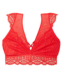 M&5 Boutique RED Lace Non-Wired Bralette - Size 12 to 14