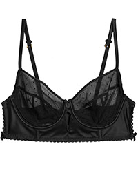 BLACK Spot Embroidery Non-Padded Balcony Bra - Size 32 to 40 (A-DD-G)