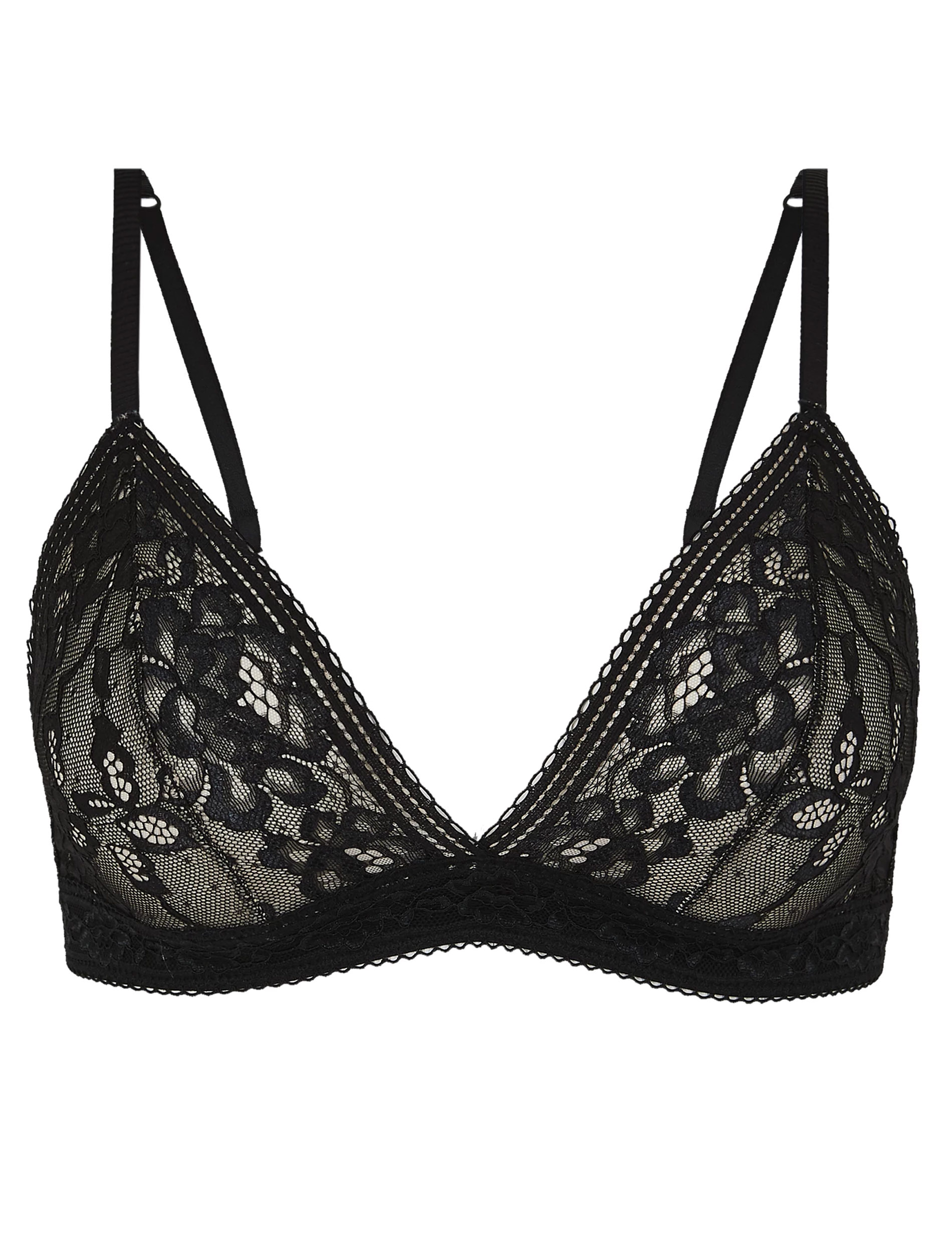 BLACK Lace Non-Wired Bralet - Plus Size 14 to 22