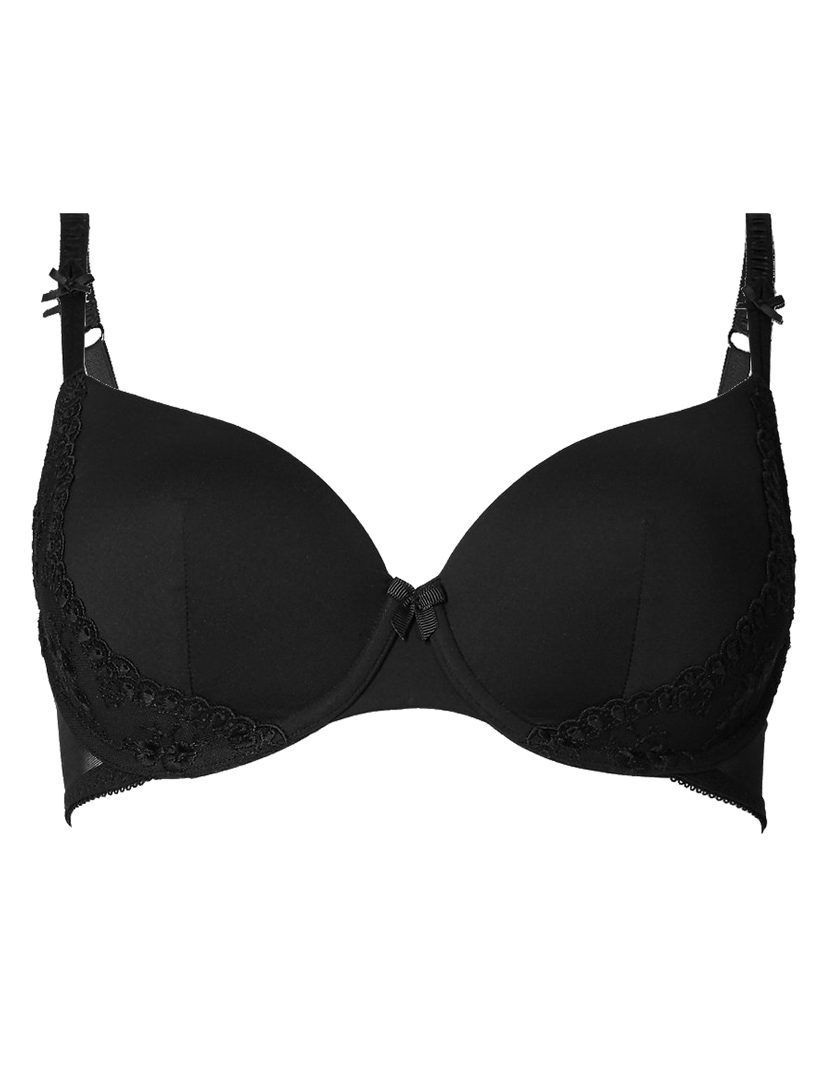 Marks and Spencer - - M&5 BLACK Lace Panel Padded Plunge Bra - Size 32 ...