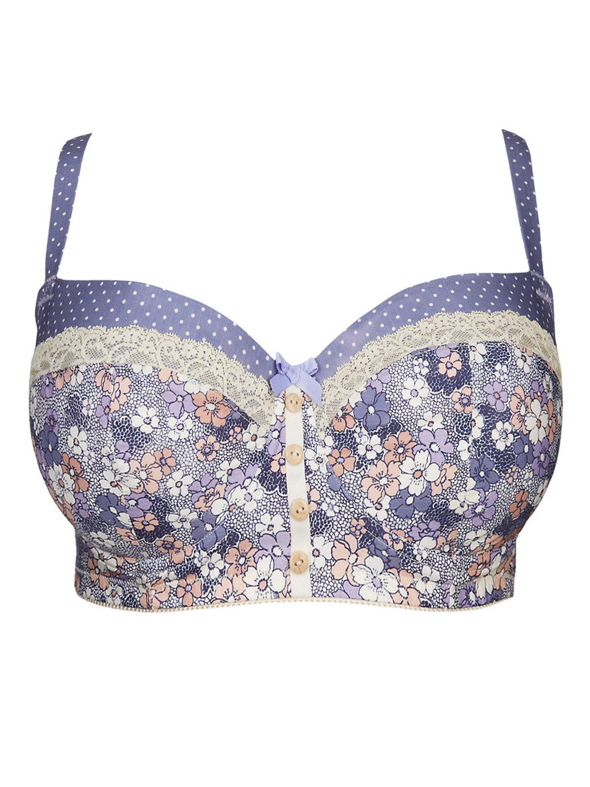 Marks And Spencer - - M&5 INDIGO Floral Print Padded Longline Balcony ...