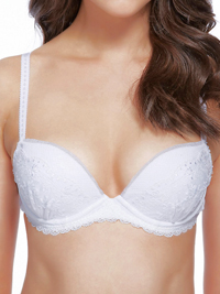 M&5 WHITE Floral Embroidered Push Up Balcony Bra - Size 34 (C cup) M&5 WHITE Floral Embroidered Push Up Balcony Bra - Size 34 (C cup)
